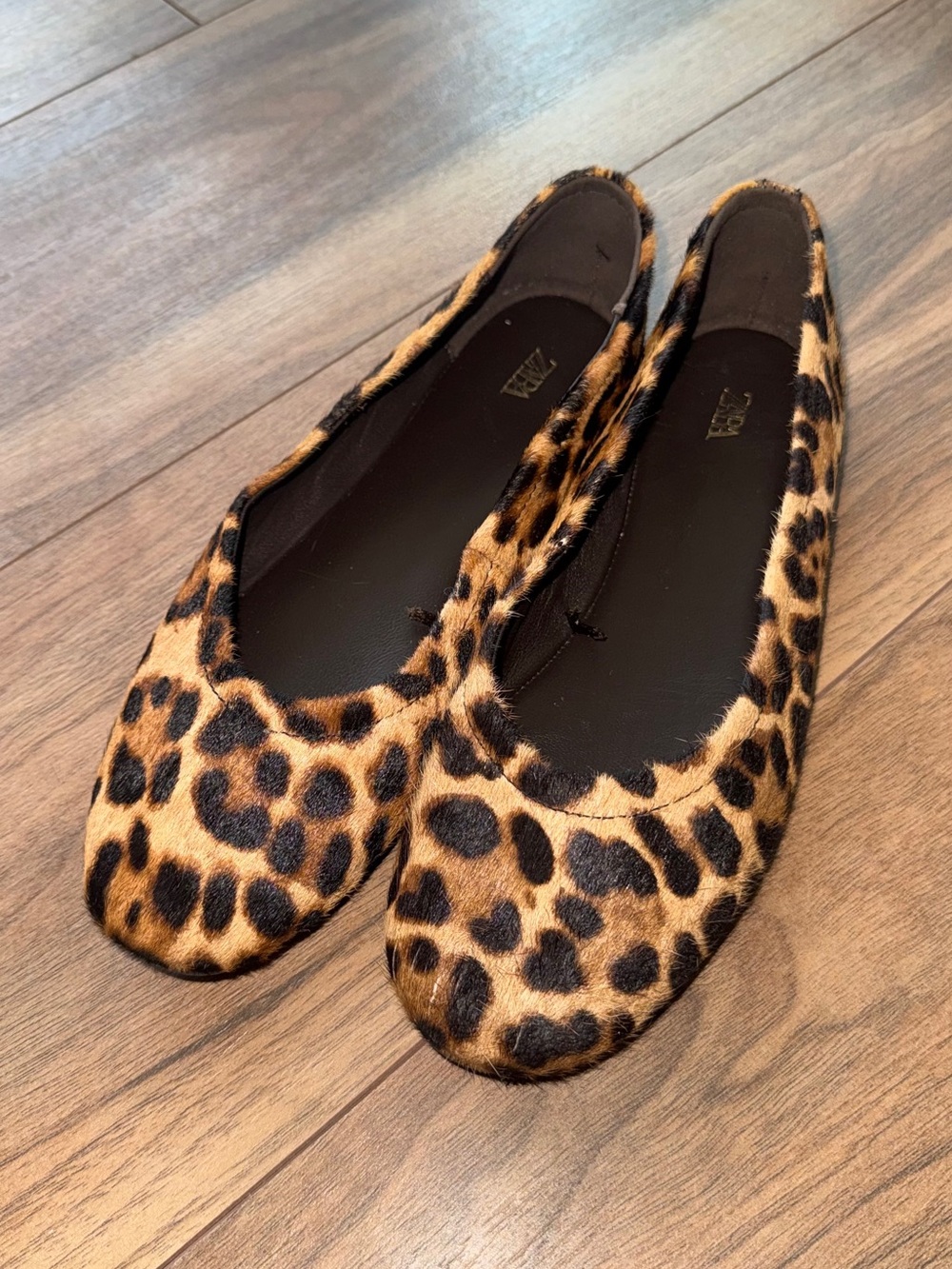 Zara Leopard Print Ballet Flats - Brown & Black